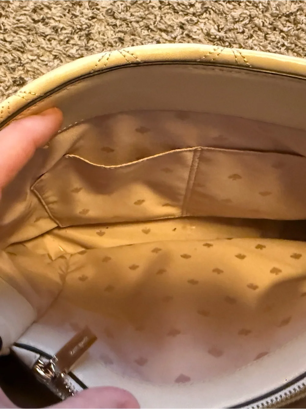 kate spade White Quilted Chain-Handle Tote